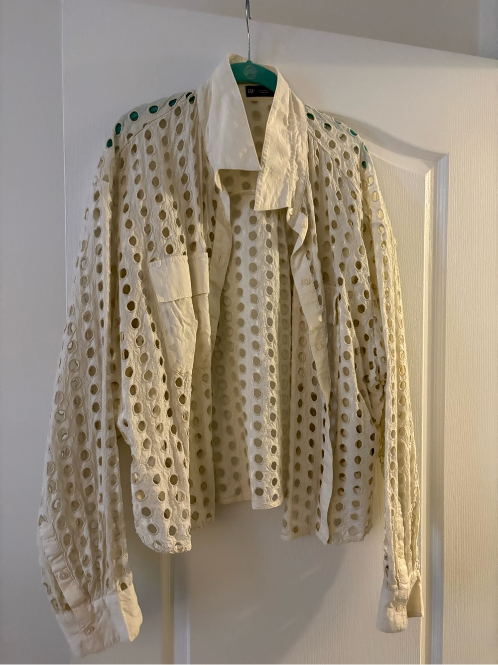 GAP Cream Eyelet Button-Down Top